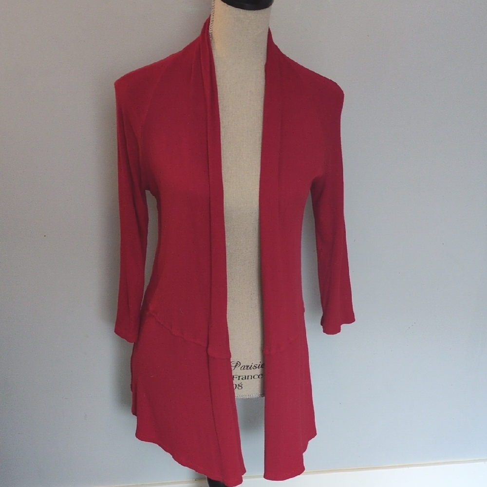 CUPIO Red Open Front Lightweight Cardigan M